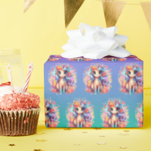 Papier Cadeau mignonne filles Joyeux Anniversaire licorne