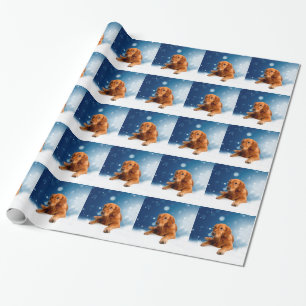 Papier Cadeau Mignonne Golden Retriever Chien assis dans les éto