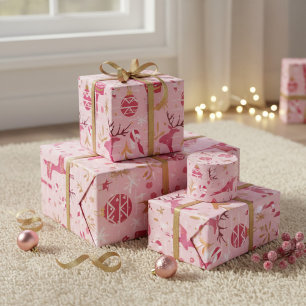 Papier Cadeau Mignonne illustration de motif de Noël nordique ro