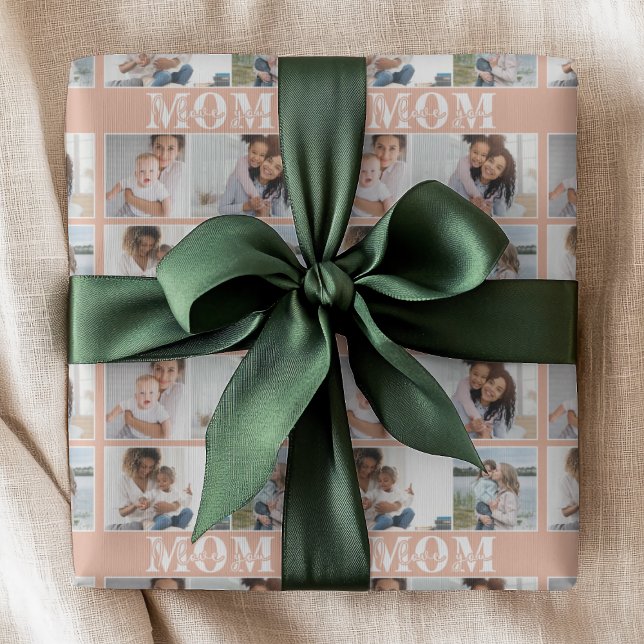 Papier Cadeau Mignonne JE T'AIME MOM Fête des Mères Photo (Créateur téléchargé)