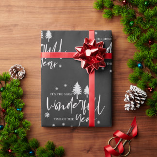 Papier Cadeau Mignonne Noir Blanc Plus Merveilleux Temps de l'an