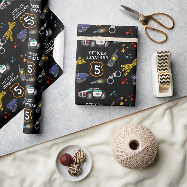 Papier Cadeau Mignonne officier de police et fête d'anniversaire (Artisanat)