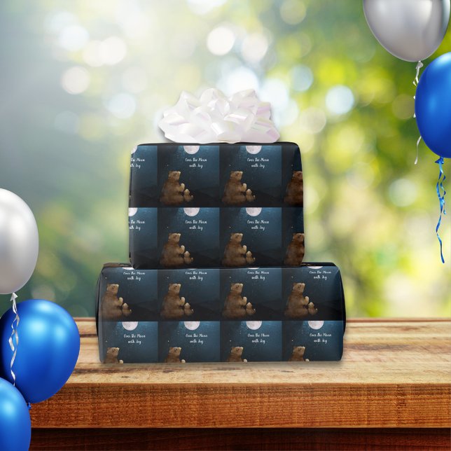 Papier Cadeau Mignonne Ours Sur La Lune (Créateur téléchargé)