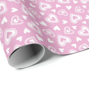 Papier Cadeau Mignonne Saint Valentin Coeurs roses Motif