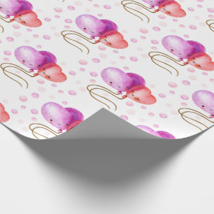 Papier Cadeau Mignonne Saint Valentin Motif de ballons rouges et