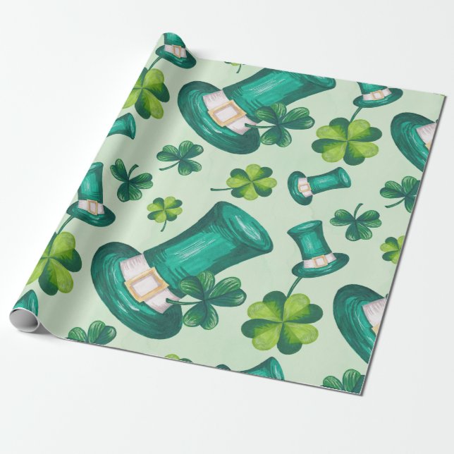 Papier Cadeau Mignonne St. Patrick's Day Green (Déroulé)