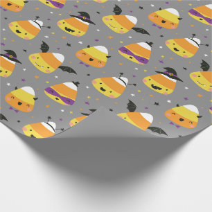 Papier Cadeau Mignons épis de maïs de Halloween en costume gris