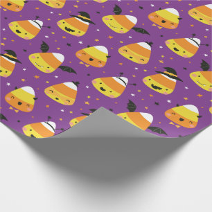 Papier Cadeau Mignons épis de maïs de Halloween en costume viole