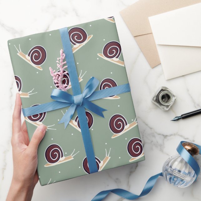 Papier Cadeau Mignons escargots Brown et points suisses blancs (Cadeaux)