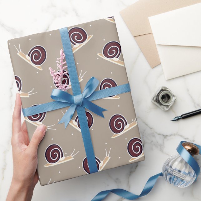 Papier Cadeau Mignons escargots Brown et points suisses blancs (Cadeaux)
