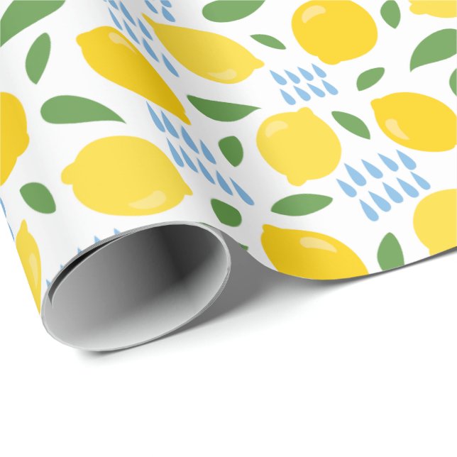 Papier Cadeau Mignons et feuilles verts motif (Coin rond)