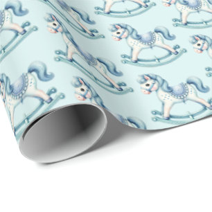 Papier Cadeau Mignons garçons rocking cheval carrelé motif
