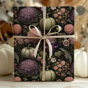 Papier Cadeau Mignons monstres et Citrouilles d'Halloween en vio