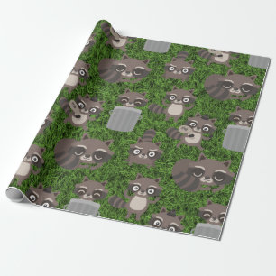 Papier Cadeau mignons raccoons poubelle poubelle caissons
