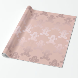 Papier Cadeau Mignons Roses de Noël Motif homme en pain d'épic