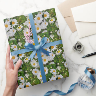 Papier Cadeau Mikitiez mini marguerite blanche fleur sauvage vin