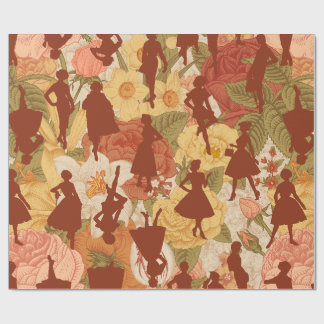 Papier Cadeau milieu du siècle 1950 vintage silhouette femmes fl