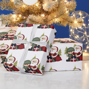 Papier Cadeau Militaire Soldat et Père Noël Coutume de Noël