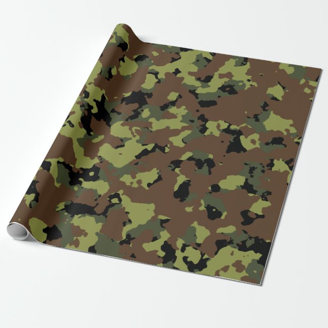 Papier Cadeau Militaires Camo de vert de mousse (Déroulé)
