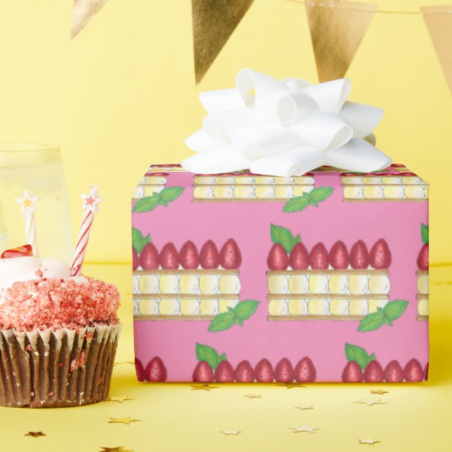 Papier Cadeau Mille Feuille Français Pâtisserie (Fête d'anniversaire)
