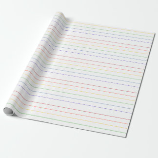 Papier Cadeau Minces bandes arc-en-ciel sur fond blanc
