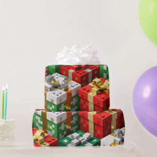 Papier Cadeau Minecraft Style Christmas Present Box Gift Wrap