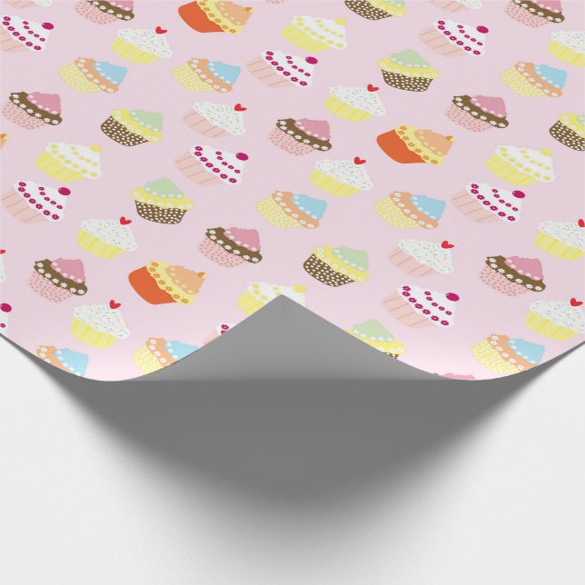 PAPIER CADEAU MINI-GÂTEAUX MOTIF ROSE (Coin)