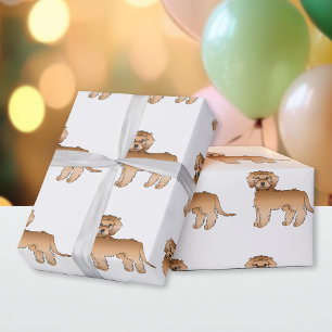 Papier Cadeau Mini Goldendoodle Abricot Motif Chien de Dessin An