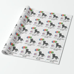 Papier Cadeau Mini Goldendoodle noir Anniversaire de chien de de