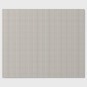 Papier Cadeau Mini Motif Vichy Marron sur Fond Blanc