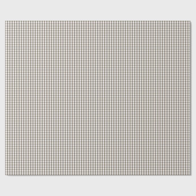 Papier Cadeau Mini Mulch Brown Gingham Check Pattern on White (Plat)
