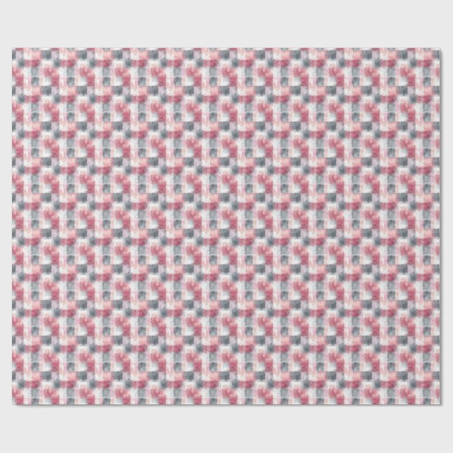 Papier Cadeau Mini Résumé Vichy Rose et Gris (Plat)