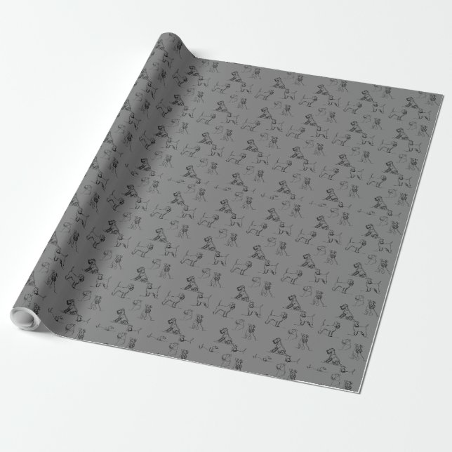 Papier Cadeau Miniature Schnauzer Gris (Déroulé)