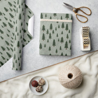 Papier Cadeau Minimal Forest Pattern Wrapping Paper