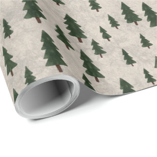 Papier Cadeau Minimal Pine Trees Pattern Wrapping Paper