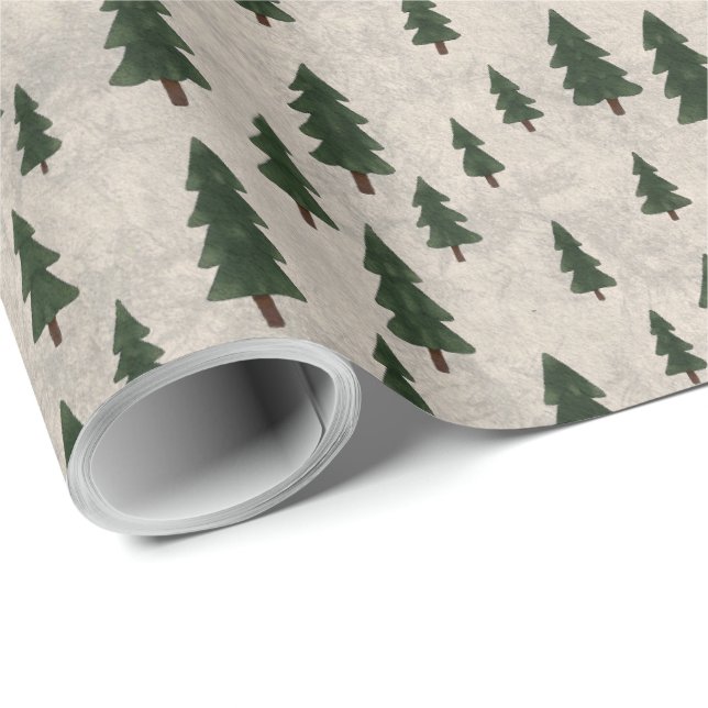 Papier Cadeau Minimal Pine Trees Pattern Wrapping Paper (Coin rond)