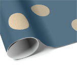 Papier Cadeau Minimal Pois Blue Navy Gold Sepia Metal Faux<br><div class="desc">Décor contemporain luxe FlorenceK design</div>
