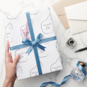 Papier Cadeau Minimalisme assis chat noir et blanc cadeau