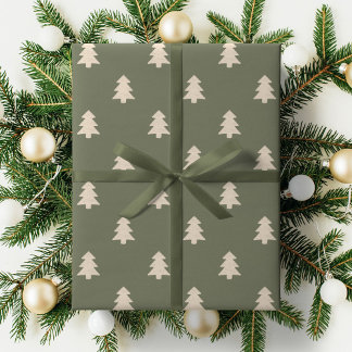 Papier Cadeau Minimalist Christmas Pine Tree Neutral Boho Winter