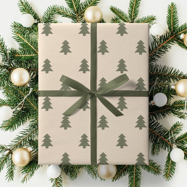 Papier Cadeau Minimalist Christmas Pine Tree Neutral Boho Winter (Créateur téléchargé)