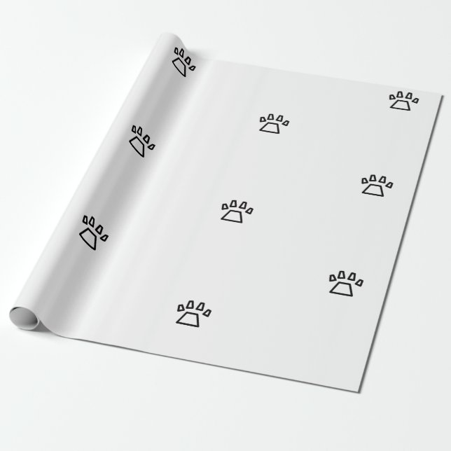 Papier Cadeau Minimalist Geometric Dog Paw Print Black and White (Déroulé)