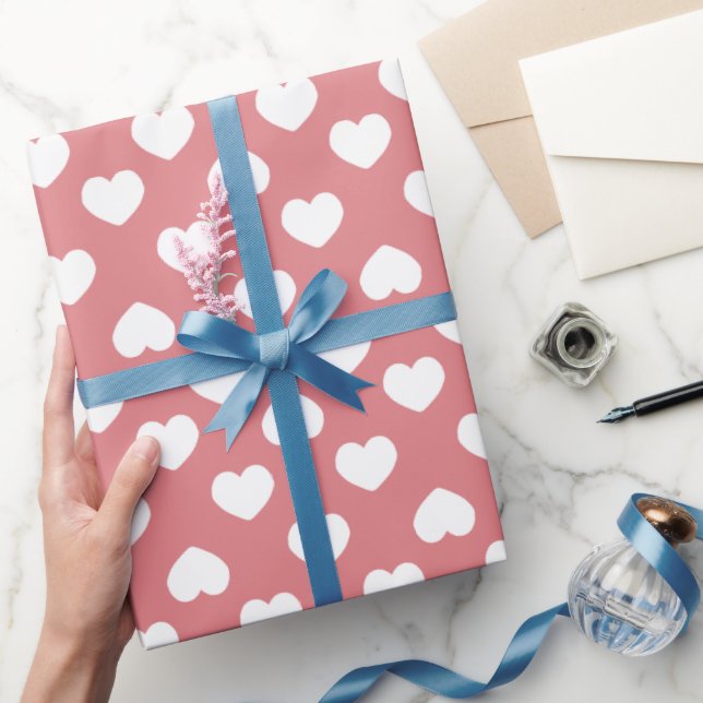 Papier Cadeau Minimalist Pink Hearts (Cadeaux)