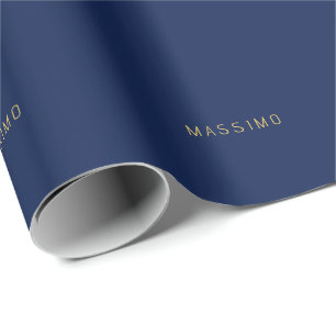 Papier Cadeau Minimaliste Moderne Bleu Or Professionnel Tendance