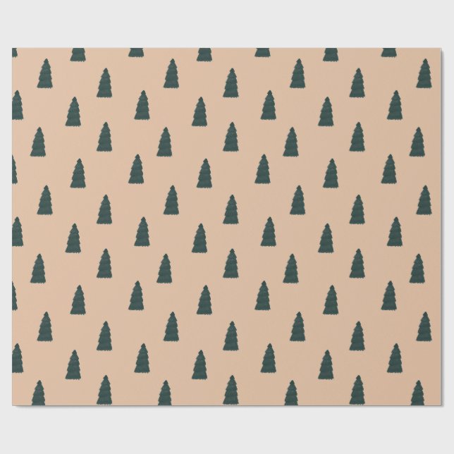Papier Cadeau Minimum fir tree pattern with beige background (Plat)