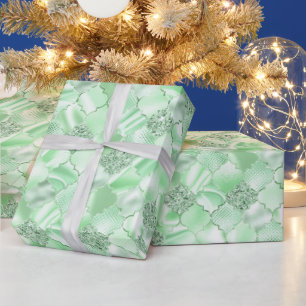 Papier Cadeau Mint Green Maroc Quatrefoil Motif