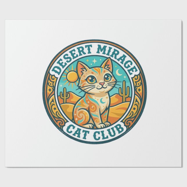 Papier Cadeau Mirage du désert Chat Idée cadeau pour maman de ch (Plat)