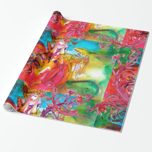 PAPIER CADEAU MIRANDOLINA, ESPACES FLORAUX ROUGES