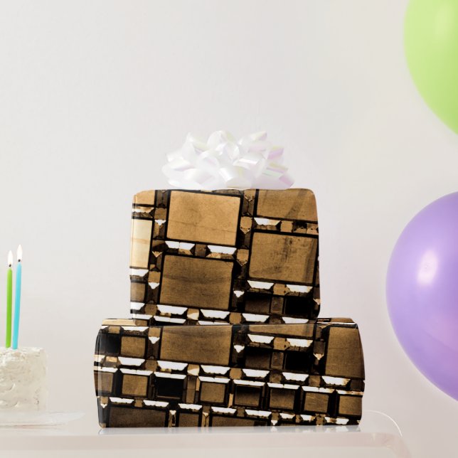Papier Cadeau Miroirs Sepia géométriques (Cadeaux de fête)