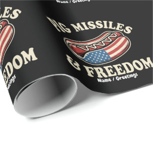 Papier Cadeau Missiles de porc et hot-dog patriotique vintage