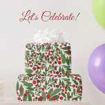 Papier Cadeau Mistletoe and Hollyberries Christmas<br><div class="desc">Enjoy gift giving with this Elegant Trendy Cute Mistletoe and Hollyberries Christmas Wrapping Paper. Have a Wonderful Christmas!</div>